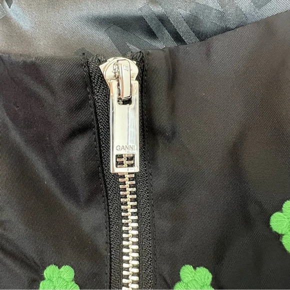 Ganni Floral Embroidery Beaded Crop Tank Black Green 2 Fancy Cocktail Glam Party - Picture 7 of 10